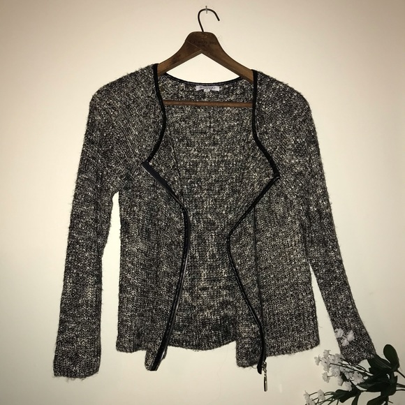 Baciano Zip up cardigan black white silver - Picture 1 of 4